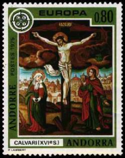39 243 26 04 1975 europa fresques de l eglise de la cortinada le christ en croix xvie s 1